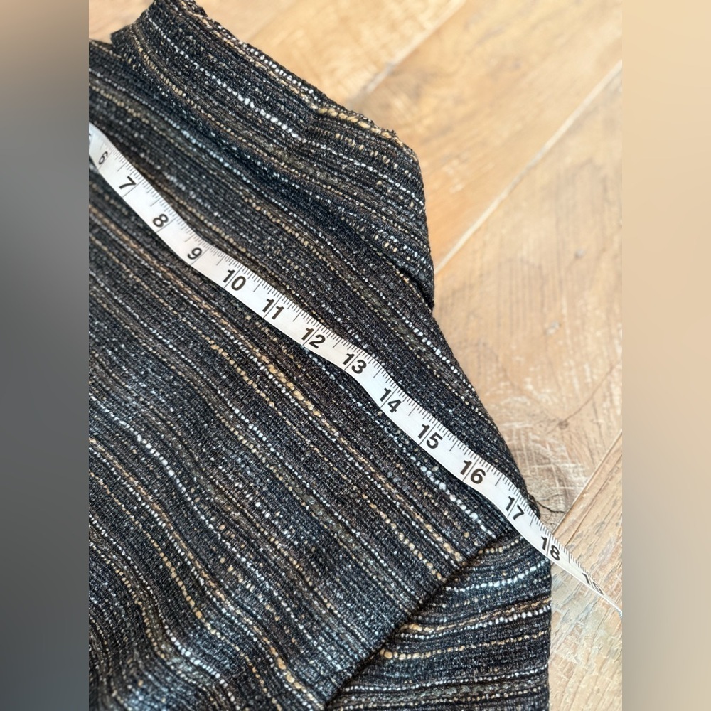 Chico's Women's Black Gray Striped Jacket  gathered collar Chicos size 2 (US 12) - Picture 8 of 9